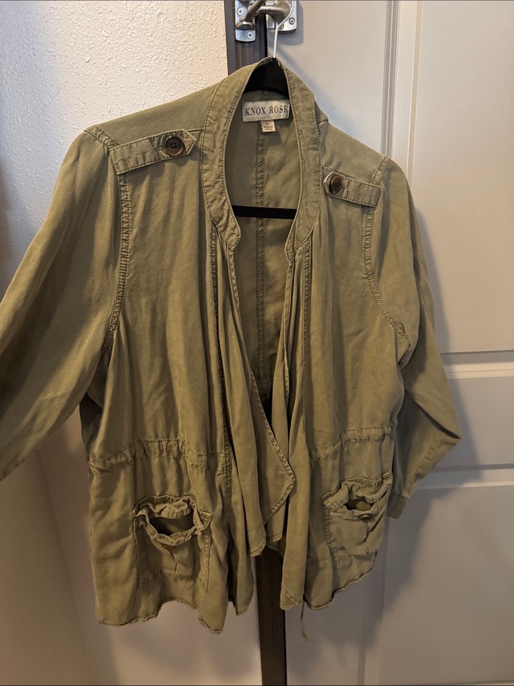 Knox Rose Olive Green Utility Jacket with Drawstring Waist